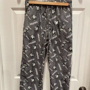 Disney GRUMPY pajama pants Men Sleep Pants SMALL GRUMPY DWARF SLEEPWEAR EUC